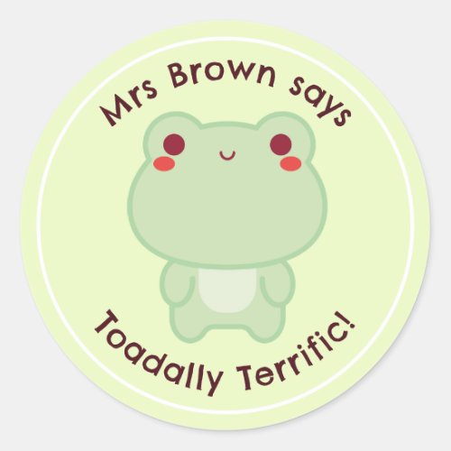 Pun Reward Stickers Frog Teacher Personalized