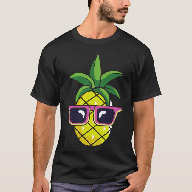 Pun Shades Pineapple Tropical Fruit Sunglasses Pin T-Shirt (Front)