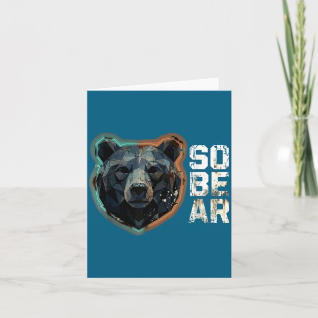 Pun Sober Bear SoBear Recovery Sobriety Smile Card (Front)