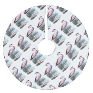 Puna Flamingo Vintage Illustration Brushed Polyester Tree Skirt