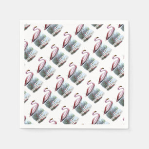 Puna Flamingo Vintage Illustration Paper Napkins