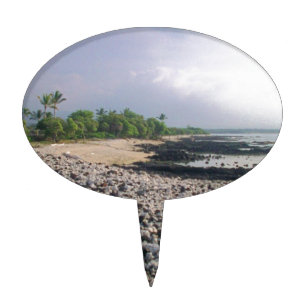 Punaluʻu Black Sand Beach Hawaii Big Island Cake Topper
