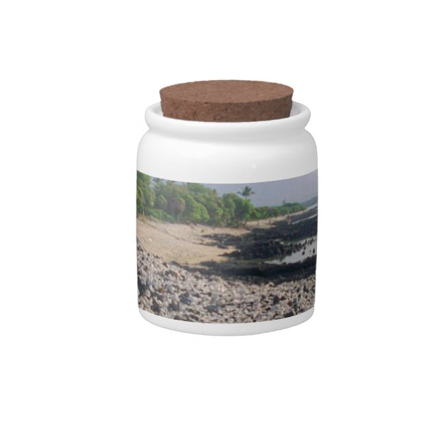 Punaluʻu Black Sand Beach Hawaii Big Island Candy Jar (Front)