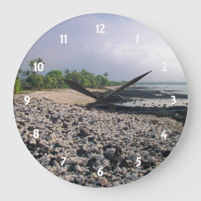 Punaluʻu Black Sand Beach Hawaii Big Island Large Clock (Front)