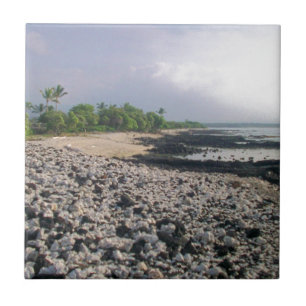 Punaluʻu Black Sand Beach Hawaii Big Island Tile