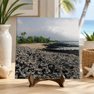 Punaluʻu Black Sand Beach Hawaii Big Island Tile