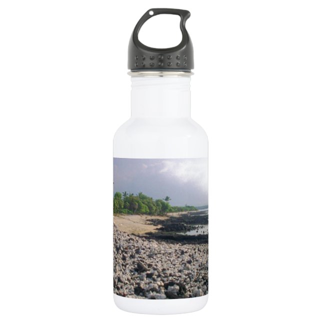Punaluʻu Black Sand Beach Hawaii Big Island Water Bottle (Front)
