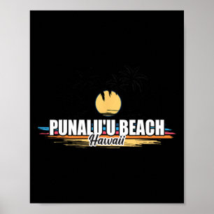 Punalu'u Beach Hawaii Retro Surfing Beach For Men Poster