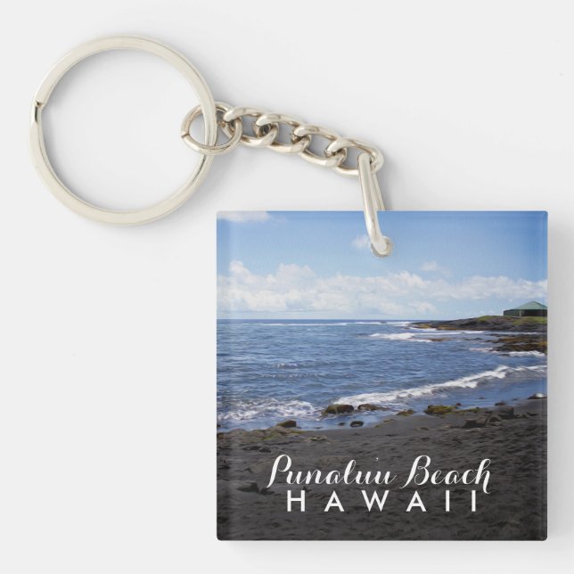 Punalu'u Black Sand Beach Hawaii Keychain (Front)