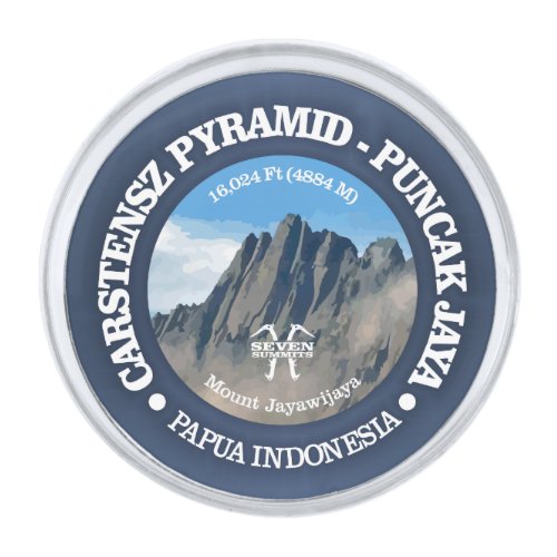 Puncak Jaya Carstensz Pyramid Silver Finish Lapel Pin