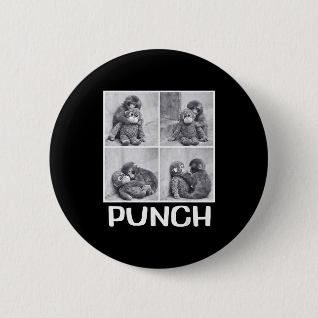 Punch baby monkey meme  button (Front)