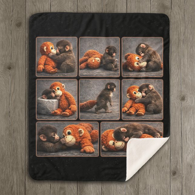 Punch Baby Monkey Sherpa Blanket (Creator Uploaded)