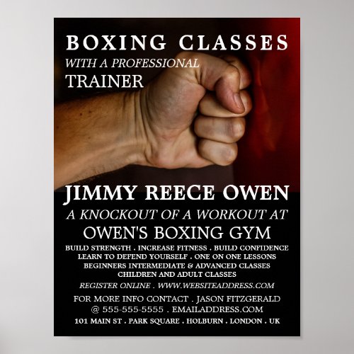 Punch Bag Boxing Class Advert Poster