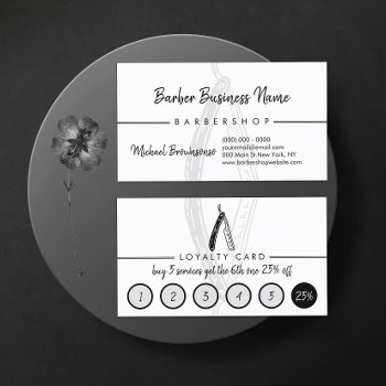 Punch Barber Coiffure Hairdresser Discount Loyalty Business Card by PineLemonMarketing at Zazzle