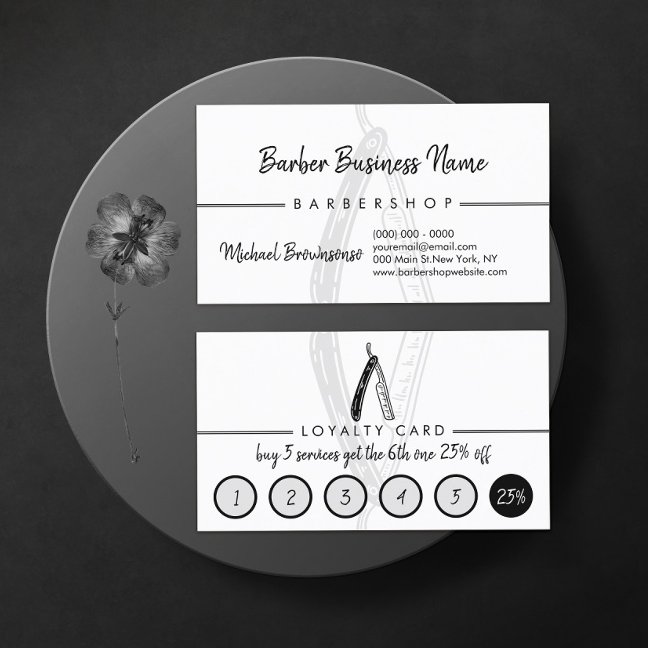 Punch Barber Coiffure Hairdresser Discount Loyalty Business Card