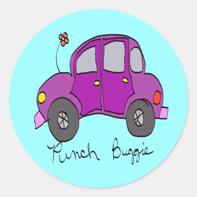 punch buggie classic round sticker (Front)