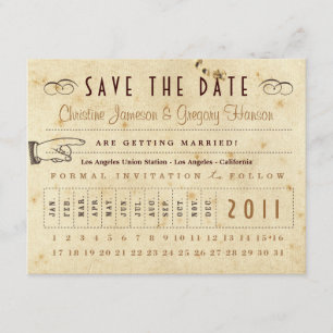 Punch Card Save the Date - Vintage Colors