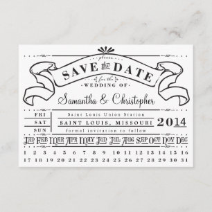 Punch Card Vintage Ticket Banner Save the Date