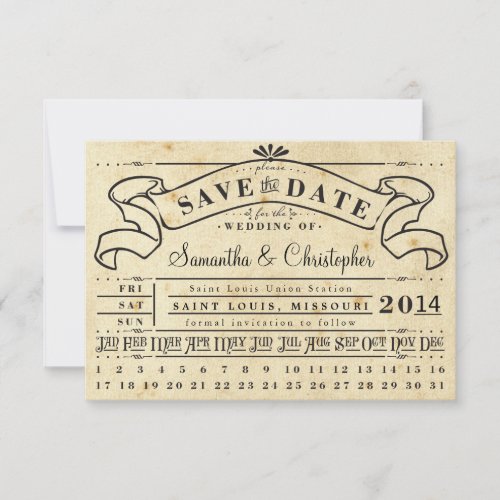 Punch Card Vintage Ticket Banner Save the Date