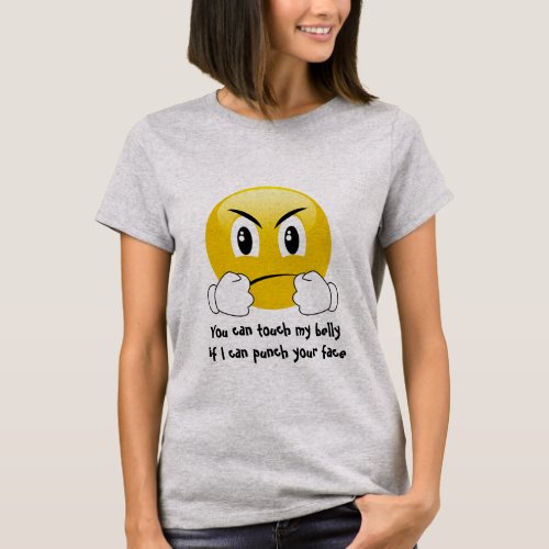 Punch Face Emoji Belly Touch Maternity T_Shirt