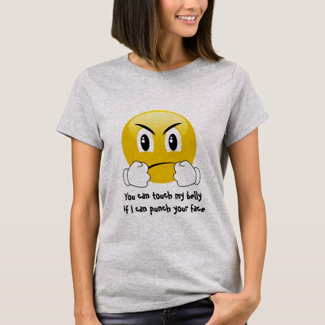 Punch Face Emoji Belly Touch Maternity T-Shirt (Front)