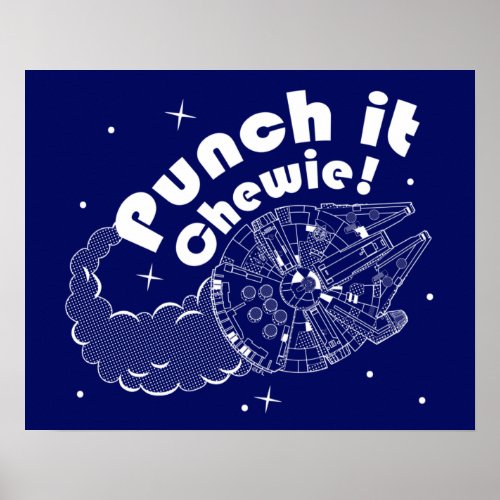 Punch It Chewie Halftone Millennium Falcon Poster