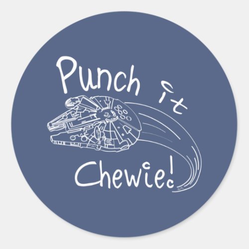 Punch It Chewie Millennium Falcon Doodle Classic Round Sticker