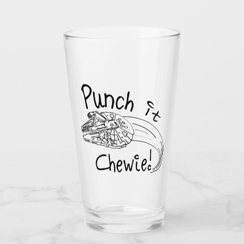 Punch It Chewie Millennium Falcon Doodle Glass