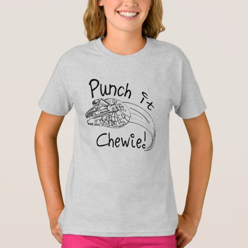 Punch It Chewie Millennium Falcon Doodle T_Shirt