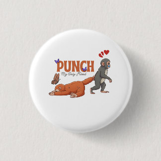 ‏Punch‑kun & Plush Monkey – Kawaii for Kids Button