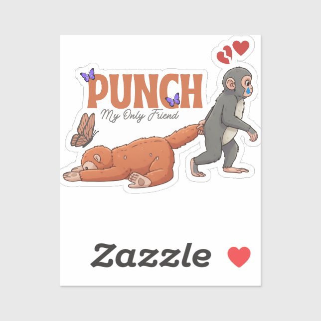 ‏Punch‑kun & Plush Monkey – Kawaii for Kids Sticker (Sheet)