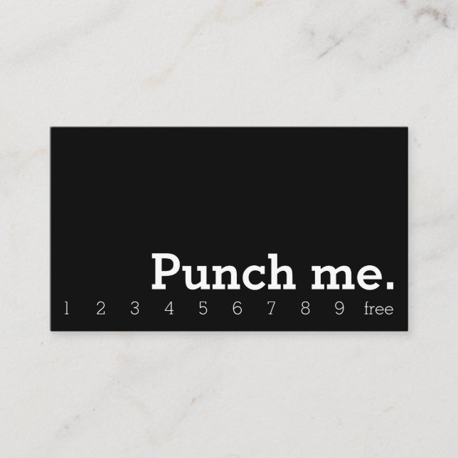 Punch Me Simple Dark Loyalty Coffee Punch-Card Card (Front)
