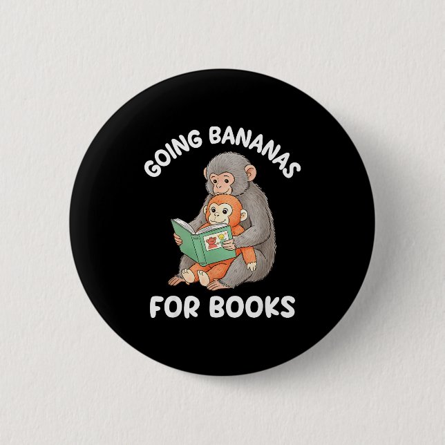 Punch monkey with book funny national reading button (Front)