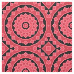 Punch Pink Ethnic Moroccan Cool Mosaic Pattern Fabric