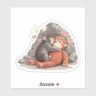 Punch’s Warm Hug – Baby Monkey & Plush Comfort Sti Sticker
