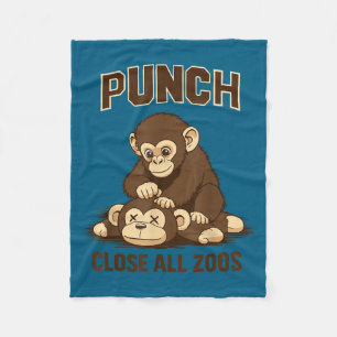 Punch the baby monkey japan funny meme  fleece blanket