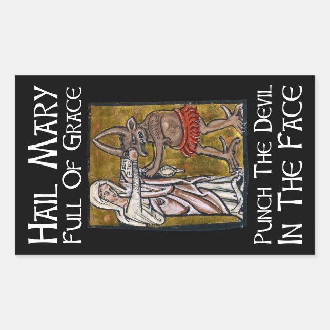 Punch the Devil in the Face! Rectangular Sticker (Front)