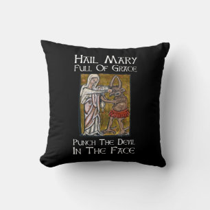 Punch the Devil in the Face! Throw Pillow