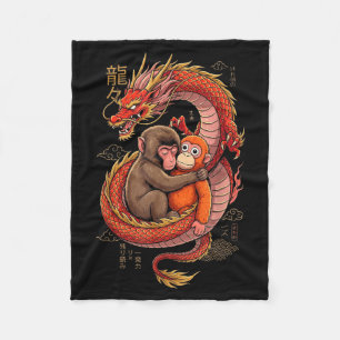 Punch the monkey cuddling stuffed animal meme fleece blanket