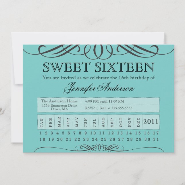 Punch Ticket Sweet Sixteen Invitation (Front)