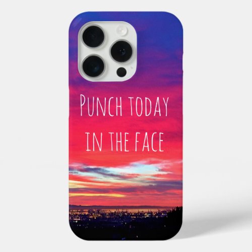 Punch Today in Face Hot Pink Blue Coastal Sunset iPhone 15 Pro Case