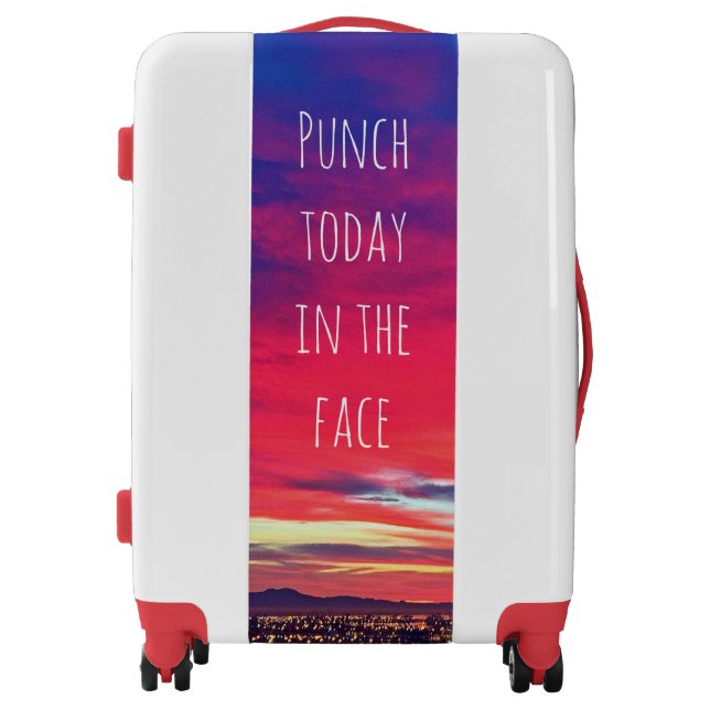Punch Today in Face Hot Pink Blue Sunset Clouds Luggage (Front)