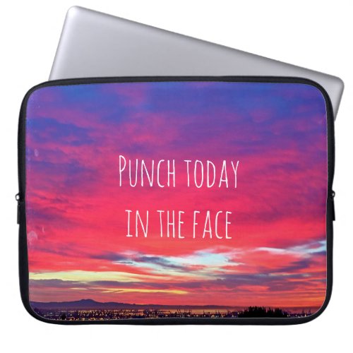 Punch Today In The Face Hot Pink Blue Sunset Photo Laptop Sleeve