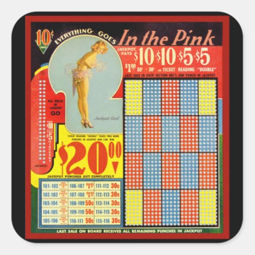 Punchboard Pin_up In The Pink Square Sticker