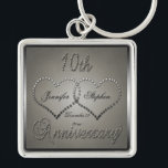 Punched Tin 10 Year Anniversary Keychain<br><div class="desc">The traditional gift of the 10 Year Anniversary is tin.  In keeping with that tradition,  we have created our Punched Tin Look 10th Anniversary design.  Please note that all embellishments are digitally created to appear realistic.  Personalize with your names and date.  Created by Holiday Hearts Designs.</div>