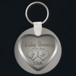 Punched Tin 10 Year Anniversary Keychain<br><div class="desc">The traditional gift of the 10 Year Wedding Anniversary is tin.  In keeping with that tradition,  we have created our Punched Tin Look 10th Wedding Anniversary design.  Please note that all embellishments are digitally created to appear realistic.</div>