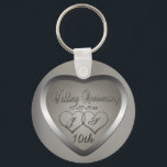 Punched Tin 10 Year Anniversary Keychain<br><div class="desc">The traditional gift of the 10 Year Wedding Anniversary is tin.  In keeping with that tradition,  we have created our Punched Tin Look 10th Wedding Anniversary design.  Please note that all embellishments are digitally created to appear realistic.</div>