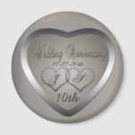 Punched Tin 10 Year Anniversary Magnet<br><div class="desc">The traditional gift of the 10 Year Wedding Anniversary is tin.  In keeping with that tradition,  we have created our Punched Tin Look 10th Wedding Anniversary design.  Please note that all embellishments are digitally created to appear realistic.</div>