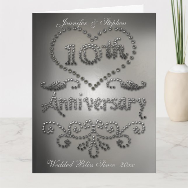 Punched Tin Look 10th Wedding Anniversary Card (Front)