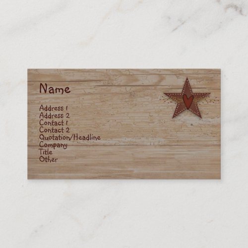 Punched Tin Star Business Card